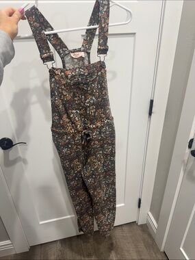 Kids Floral Overalls Jumpsuit - Brown Floral
